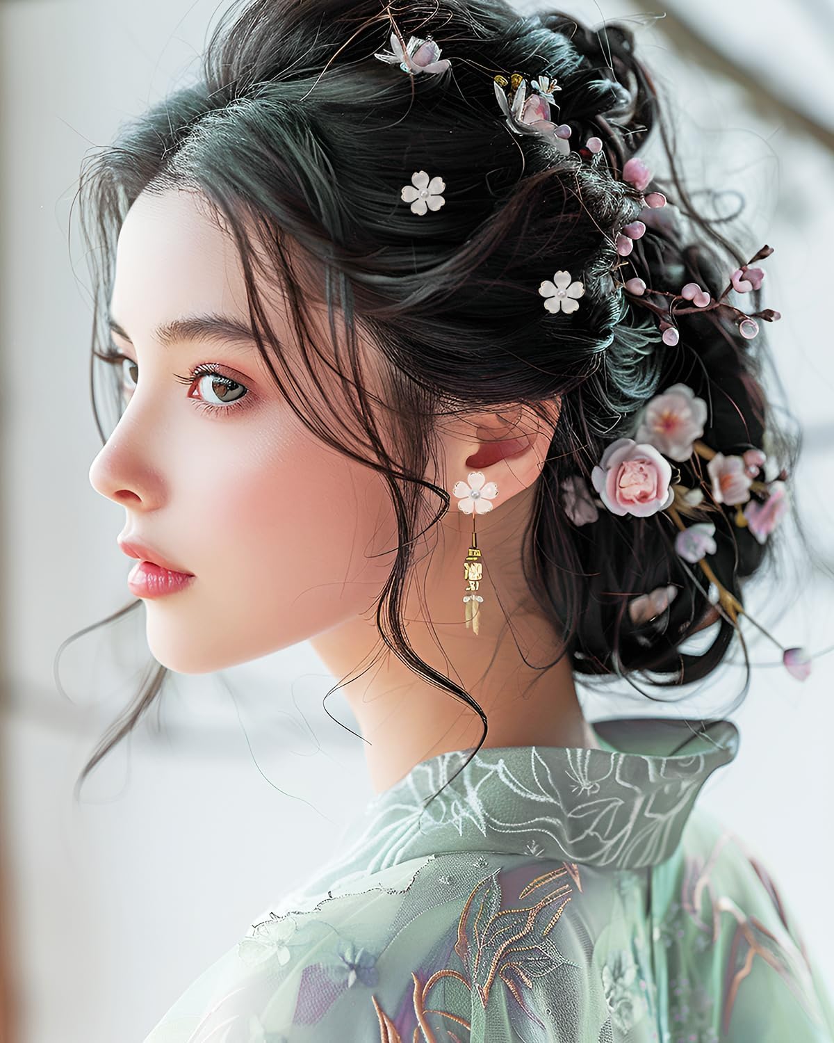 Tupalizy 100PCS Small Flower Beads Cherry Blossom Decor Acrylic Floral Spacer Beads Gold Plated Charms for Bracelets Jewelry Making Necklaces Earrings Keychain Art Crafts Projects Gifts (White) - Image 6