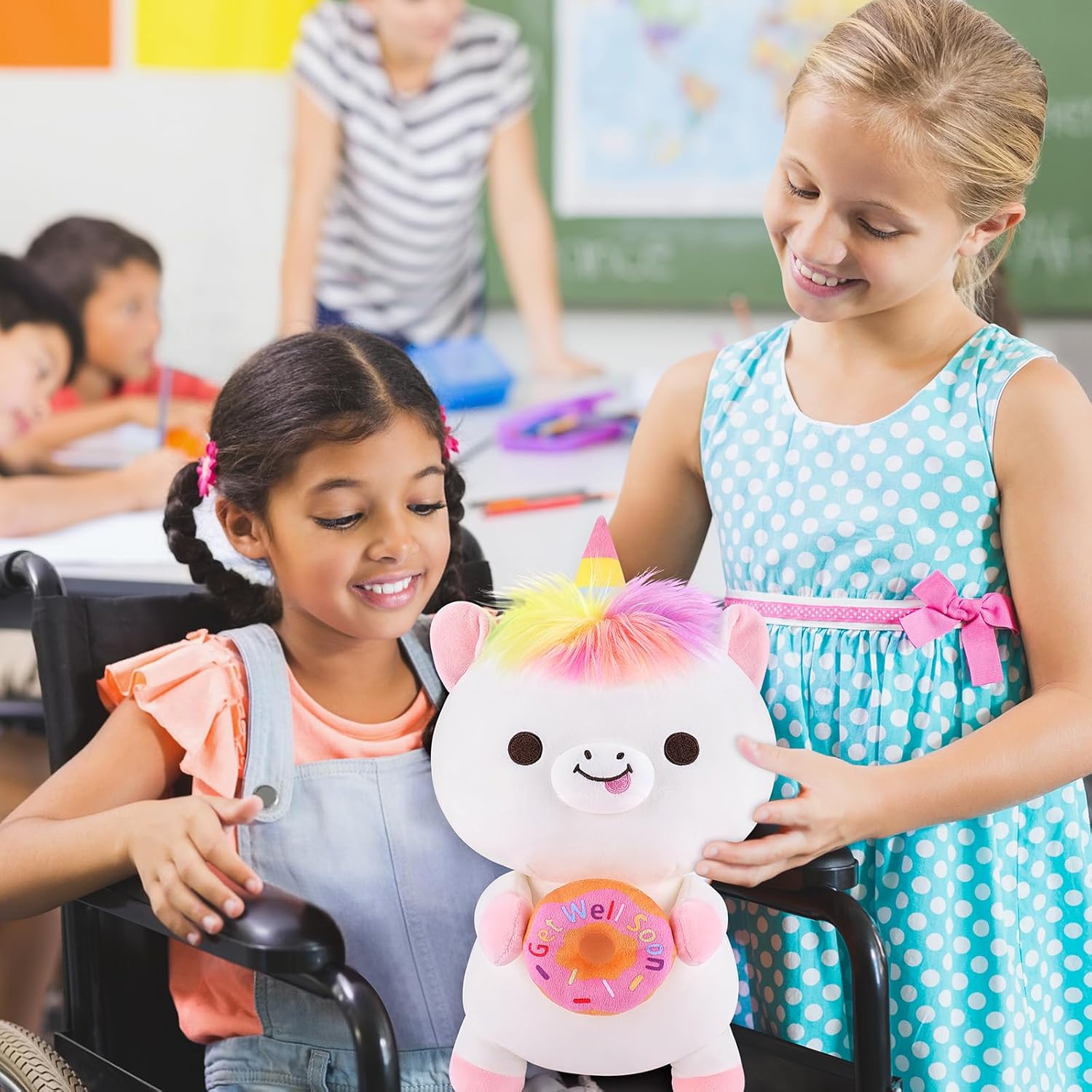 Achwishap Get Well Soon Unicorn Plush Stuffed Animal,Soft Get Well Soon Gifts for Kids Girls Adults-14” Kawaii Unicorn Plush Toy Pillow,Cute Plushies Doughnut Decoration Feel Better Gifts - Image 5