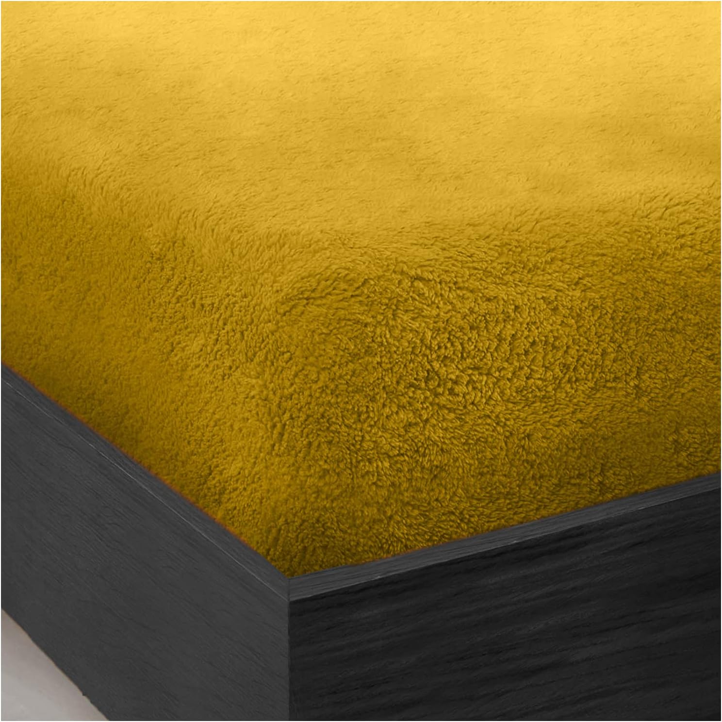 GC GAVENO CAVAILIA Teddy Bear Fleece Single Fitted Sheet - Single Bed Sheets Plain Thermal Warm Soft Cuddly Fluffy Bedding - Ochre
