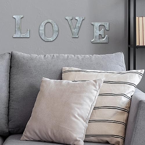 Miniatura 6 de WOODOUNAI Letras de madera rústica sin terminar de 4 pulgadas para decoración de pared, letras decorativas de pie en rodajas, decoración de tablero