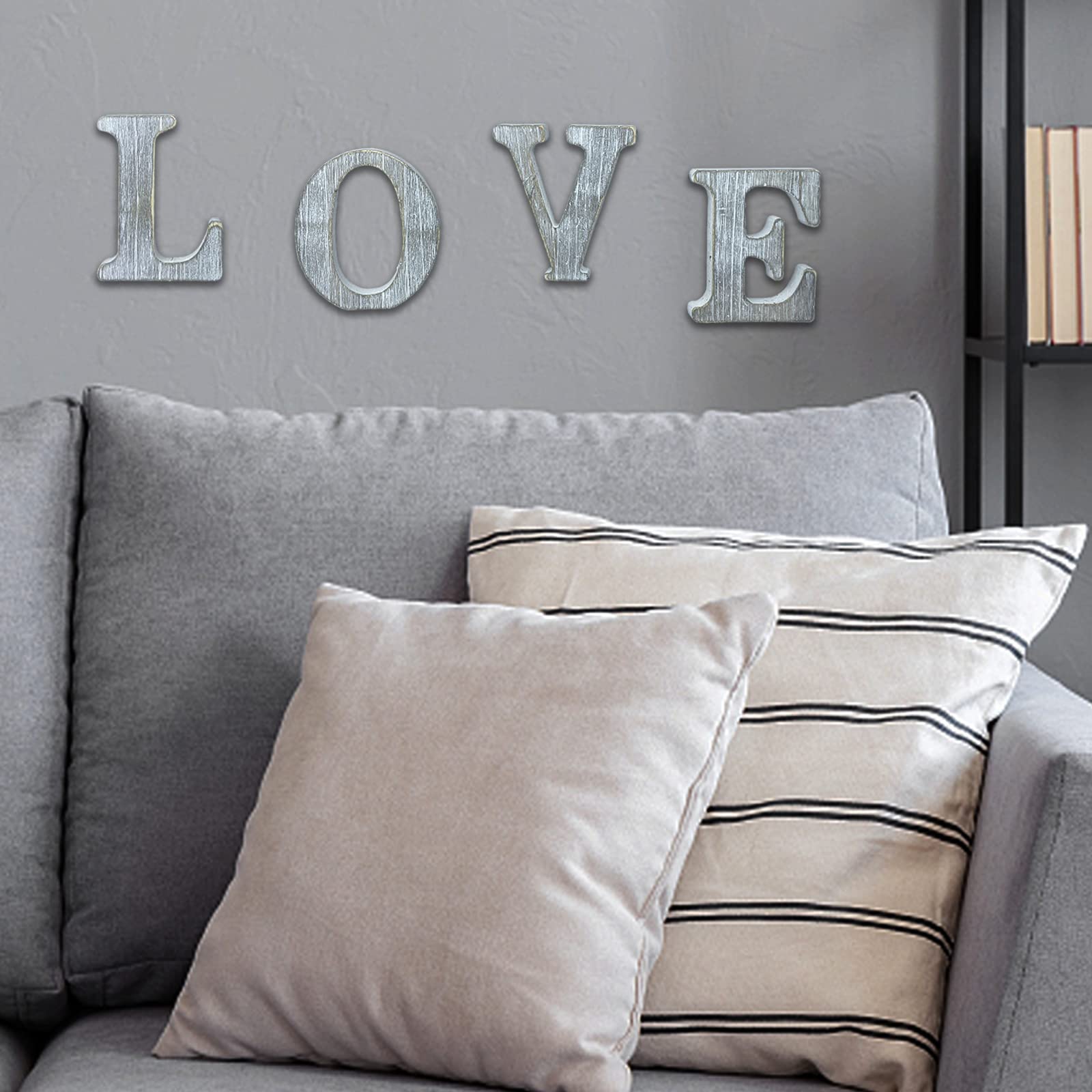 Letras de madera blanca de 4 pulgadas, letras de madera sin terminar para decoración de pared, letras decorativas de pie, decoración de tablero para manualidades, proyectos de fiesta en el hogar (&)