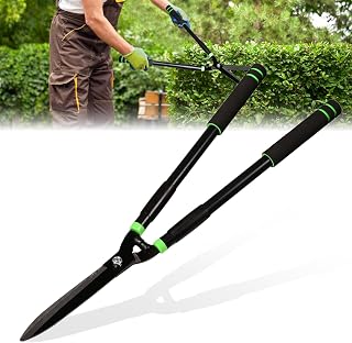 TwinkleTool Heavy Duty Hedge Shears with Shock Absorbing Bumpers - Precision Steel Blades for Effortless Pruning & Shaping Shrubs