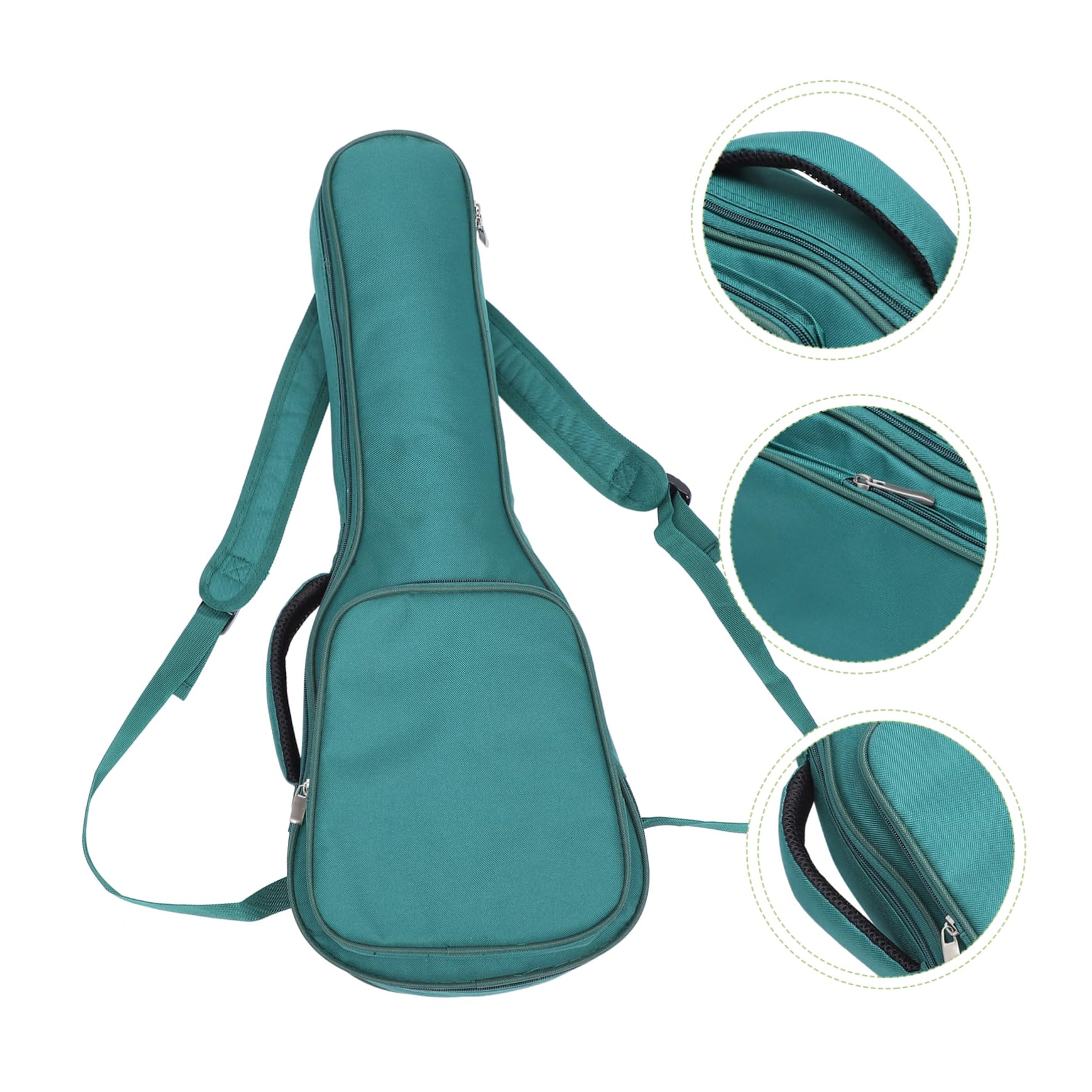 Bolsa para Ukelele Correa de Hombro Ajustable de Tela Oxford Forro Acolchado Verde y Diseño Portátil para Transporte Cómodo