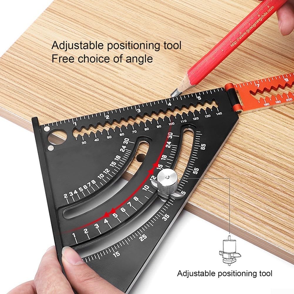 Regla triangular plegable portátil con marco de aleación de aluminio y posicionamiento ajustable para carpintería precisa