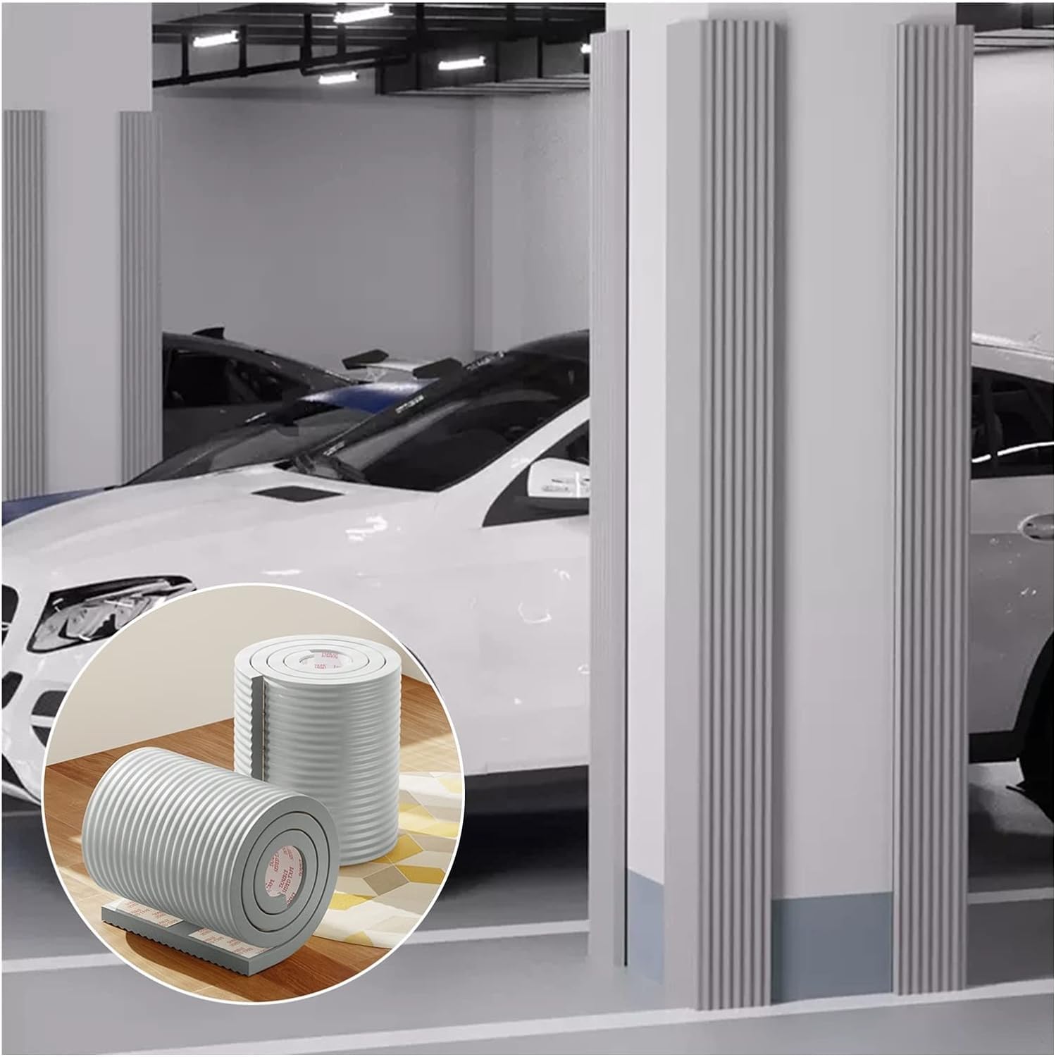 Lot de 4 protections d'angle pour garage, coins en éponge pour table et chaise, gris, 2 m