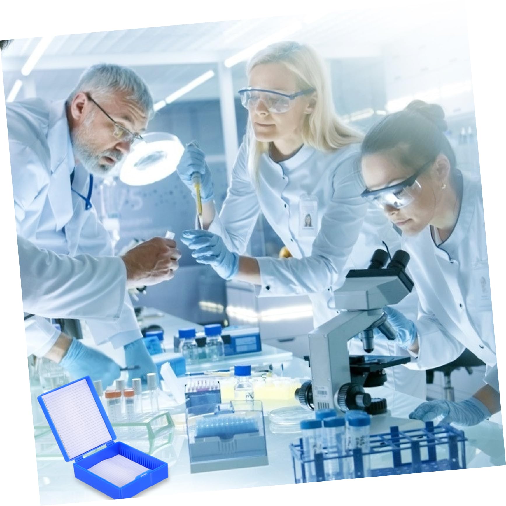 KICHOUSE Microscope Slide Holder Box Plastic Slide Storage Serial Number Slots Color