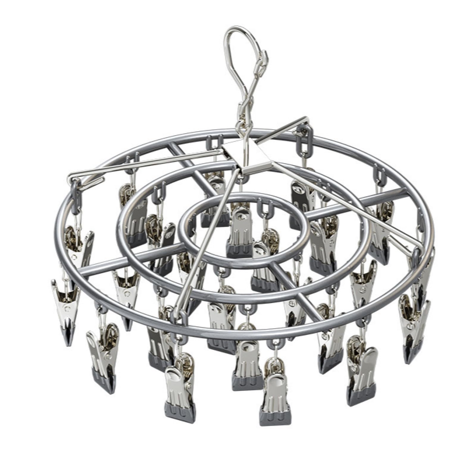 Antivento pieghevole rettangolare stendino, Clip in acciaio inox stendino per calzini con 24 clip, Stendibiancheria In Acciaio Inox Con Gancio Girevole, Antivento, Per Calze(grigio)