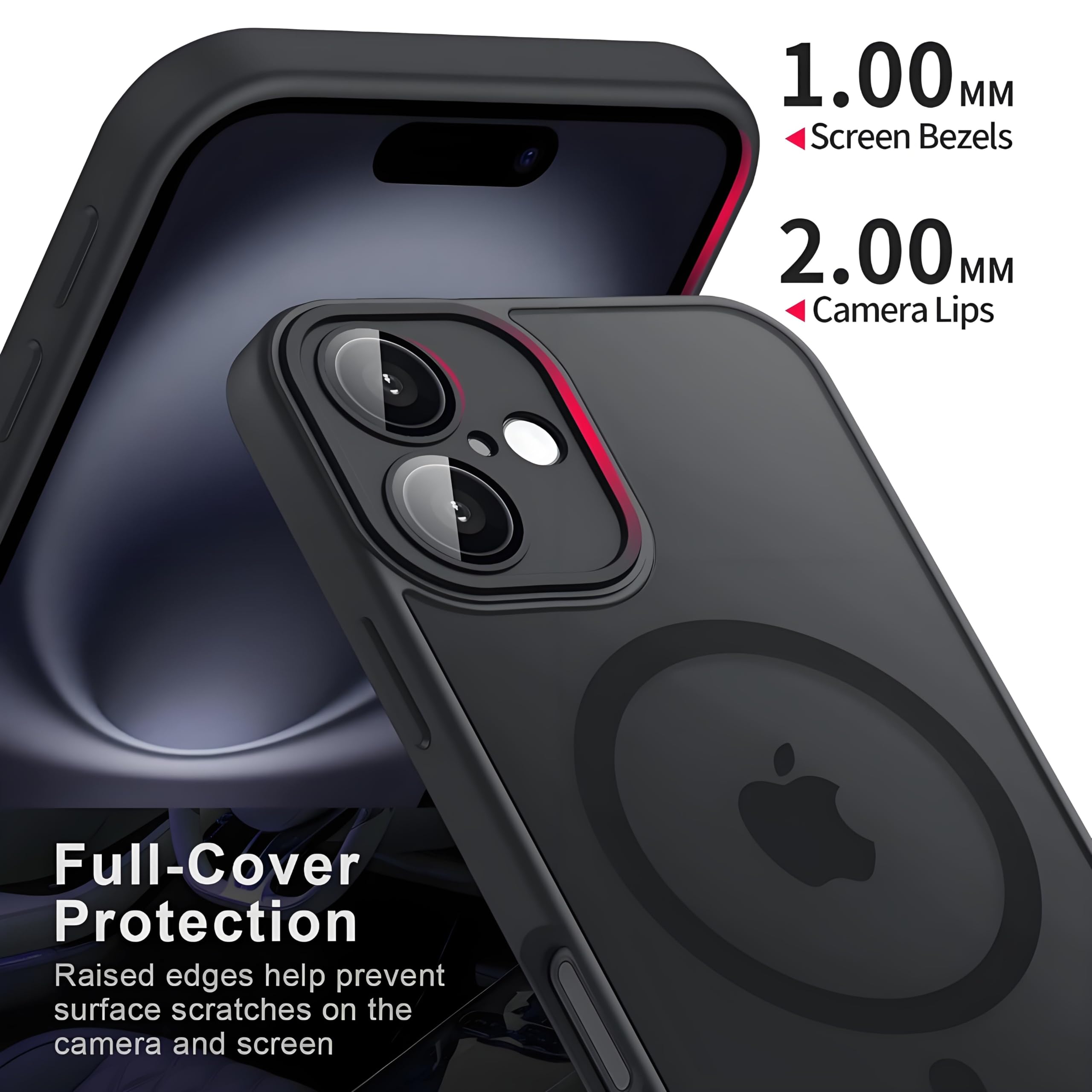 JETech Matte Case For IPhone 14 6.1-Inch, Shockproof Military Grade Drop Protection, Frosted Translucent Back Phone Cover, Anti-Fingerprint (Black