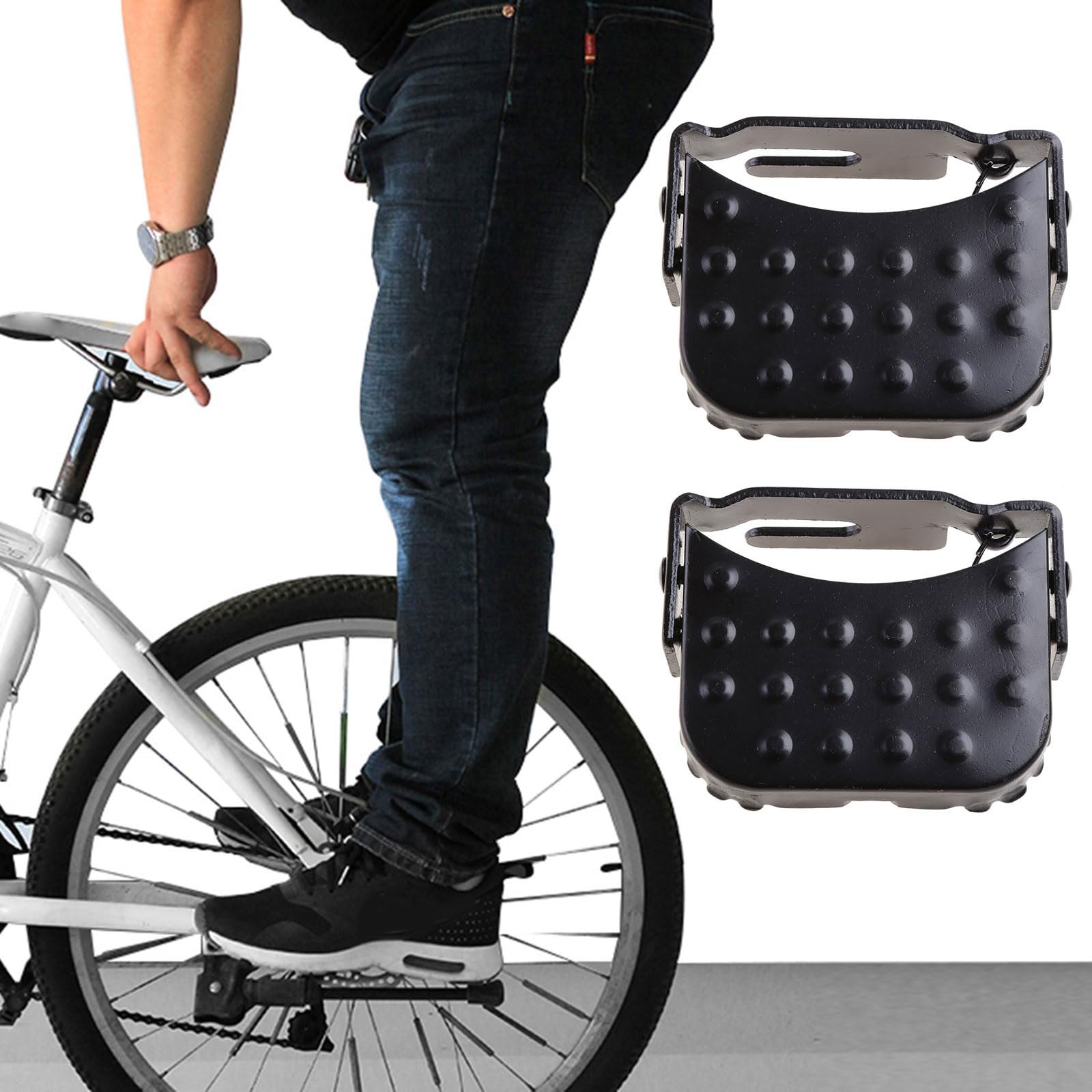 2pz Pedali Posteriori per Bici, Piastra in Acciaio Antiscivolo