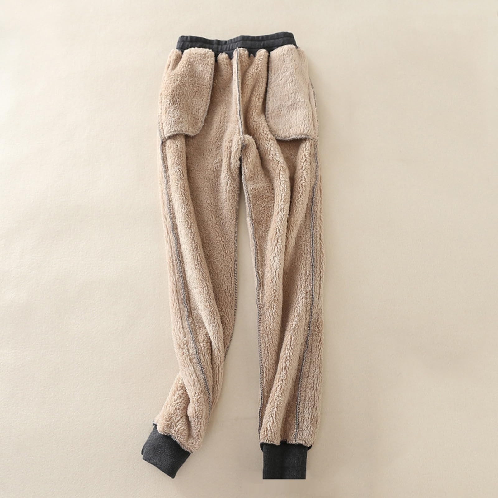 Pantalon Doublé en Peluche pour Femme Pantalon de Randonnée Thermique Chaud avec Poches Leggings Taille Haute Pantalon Droit Pantalon Ample Classique Confortable Automne Hiver