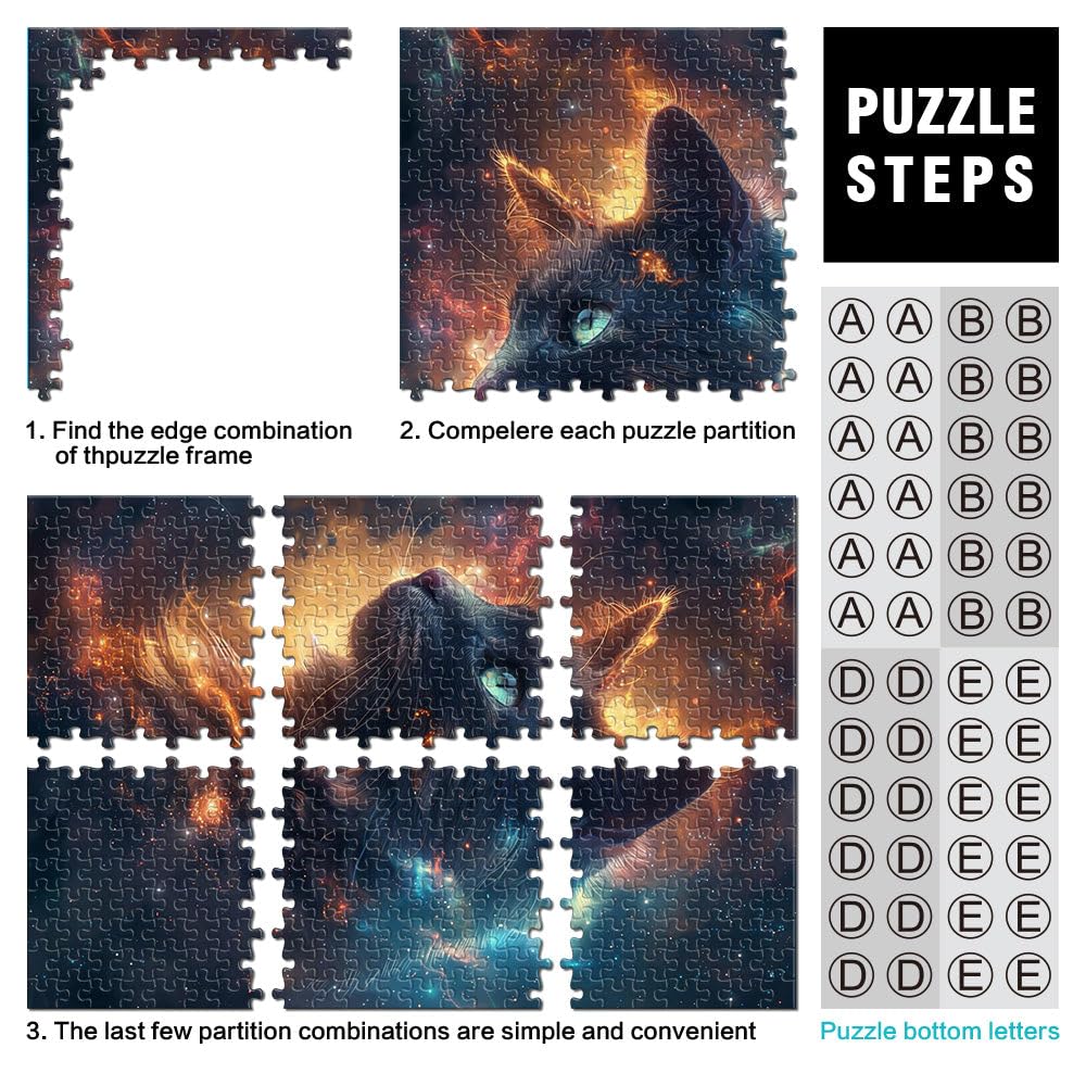 Puzzle da 2000 pezzi per adulti Galassia del gatto spaziale Fatto di carta，Adatto a partire dai 14 anni Difficile da completare ma divertente e umoristico Regali di Babbo Natale segreto。