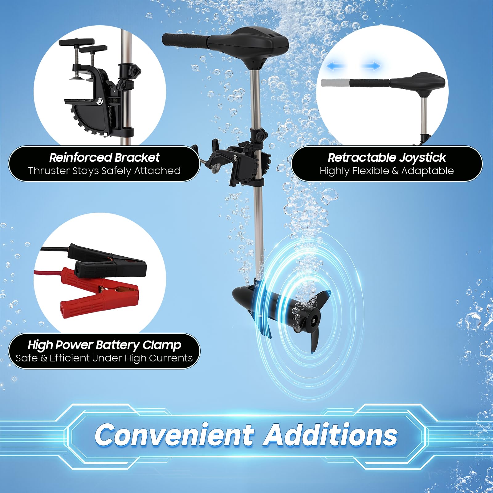 Motore elettrico fuoribordo 12 V motore elettrico per barche 408 W Thrust Electric Trolling Motore 5 avanti e 2 retromarce