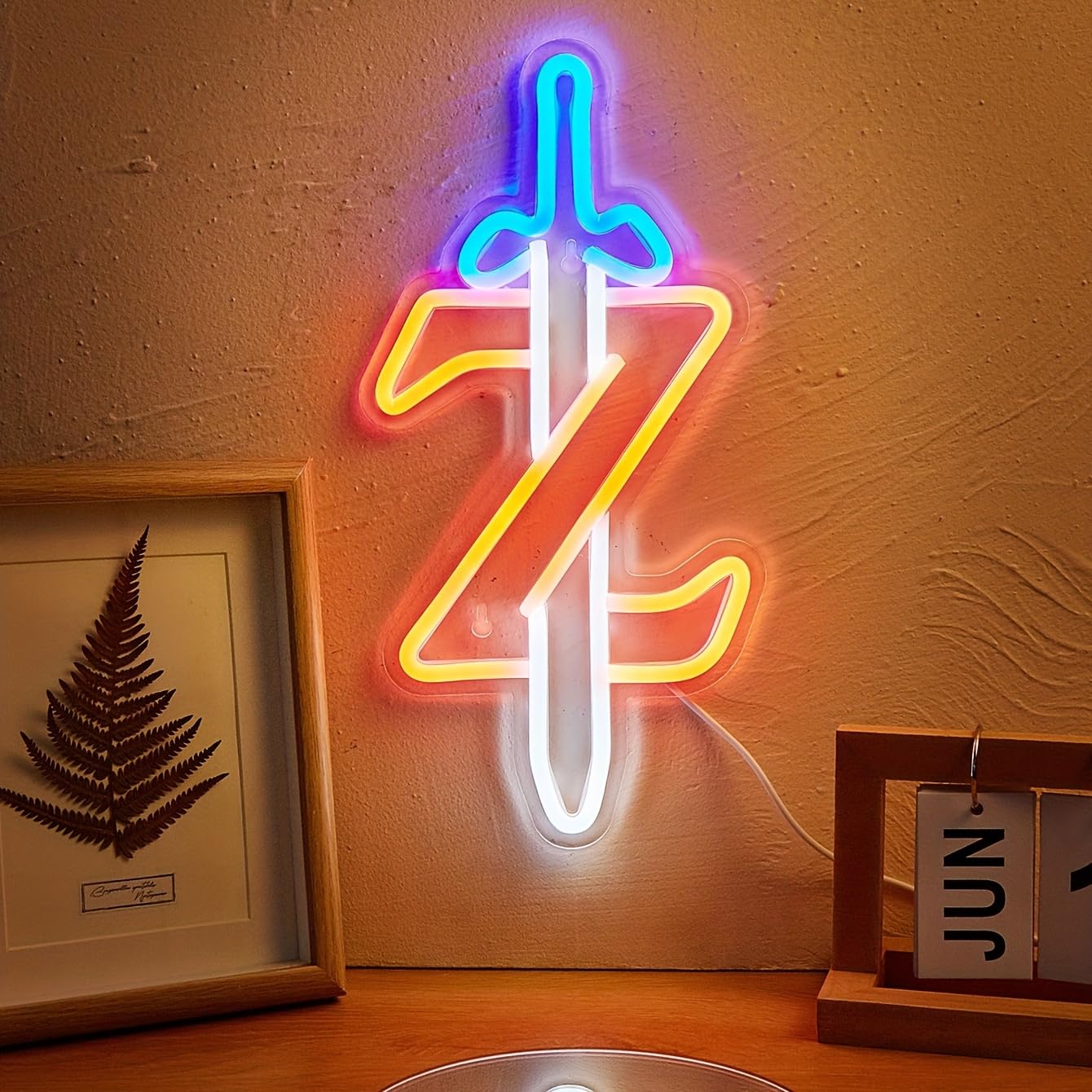 LED Neon sword Cute Neon Sign, USB Powered Neon Signs Night Light, 3D Wall Art & Game room Bedroom Living Room party Decor lamp for Children Kids