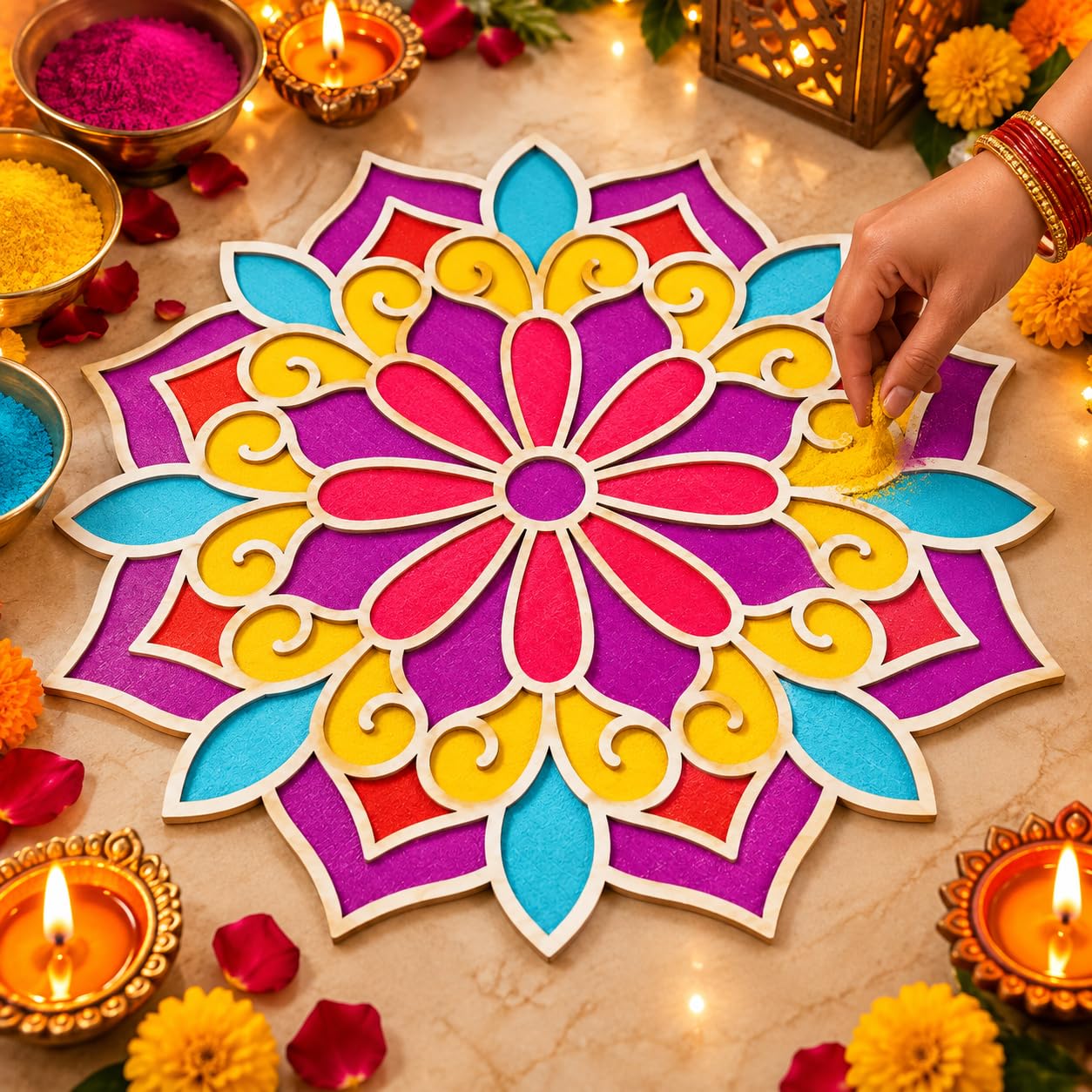 12 Inch Portable Rangoli Stencils for Door Entrance