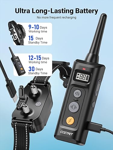 Miniatura 5 de Collar de choque para perros con control remoto, collar de entrenamiento recargable para perros, collar de descarga eléctrica para perros de 60 a