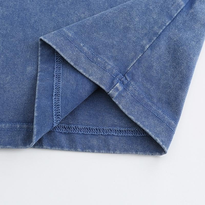 Image of Men's Oversized T-Shirts Cotton Unisex Short Sleeves Casual Loose Wash Solid Basic Tee Tops