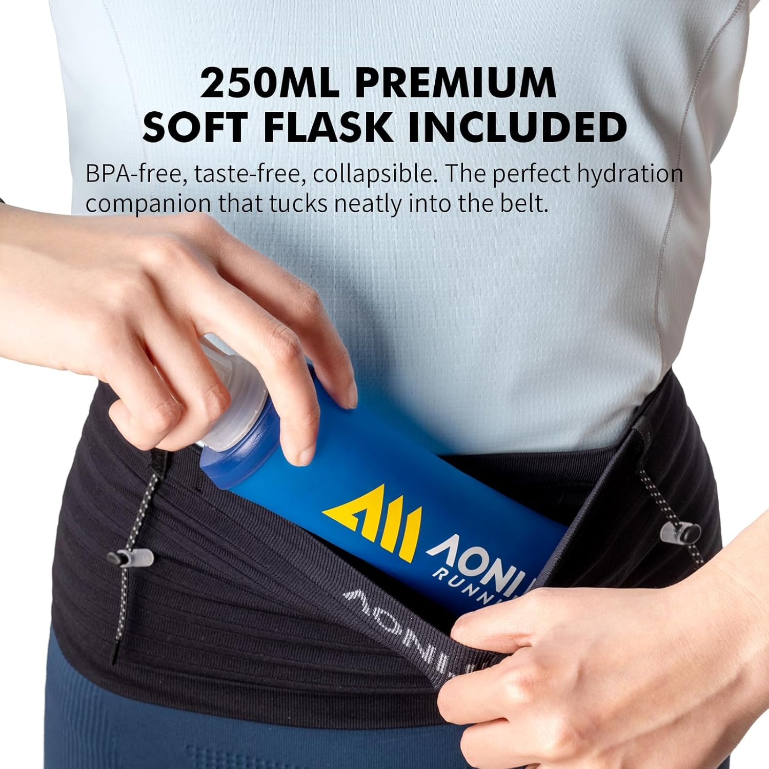 Running Belt for Men Women with 250ml Water Bottle, Lightweight Reflective Waist Pack for Running, Hiking, Training - L - Image 5