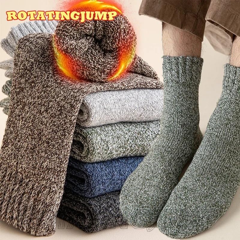 Thickened Warm Cashmere Socks - Vintage, Autumn Winter Against Cold - Men Solid Color Mid-tube Socks，Military Green2