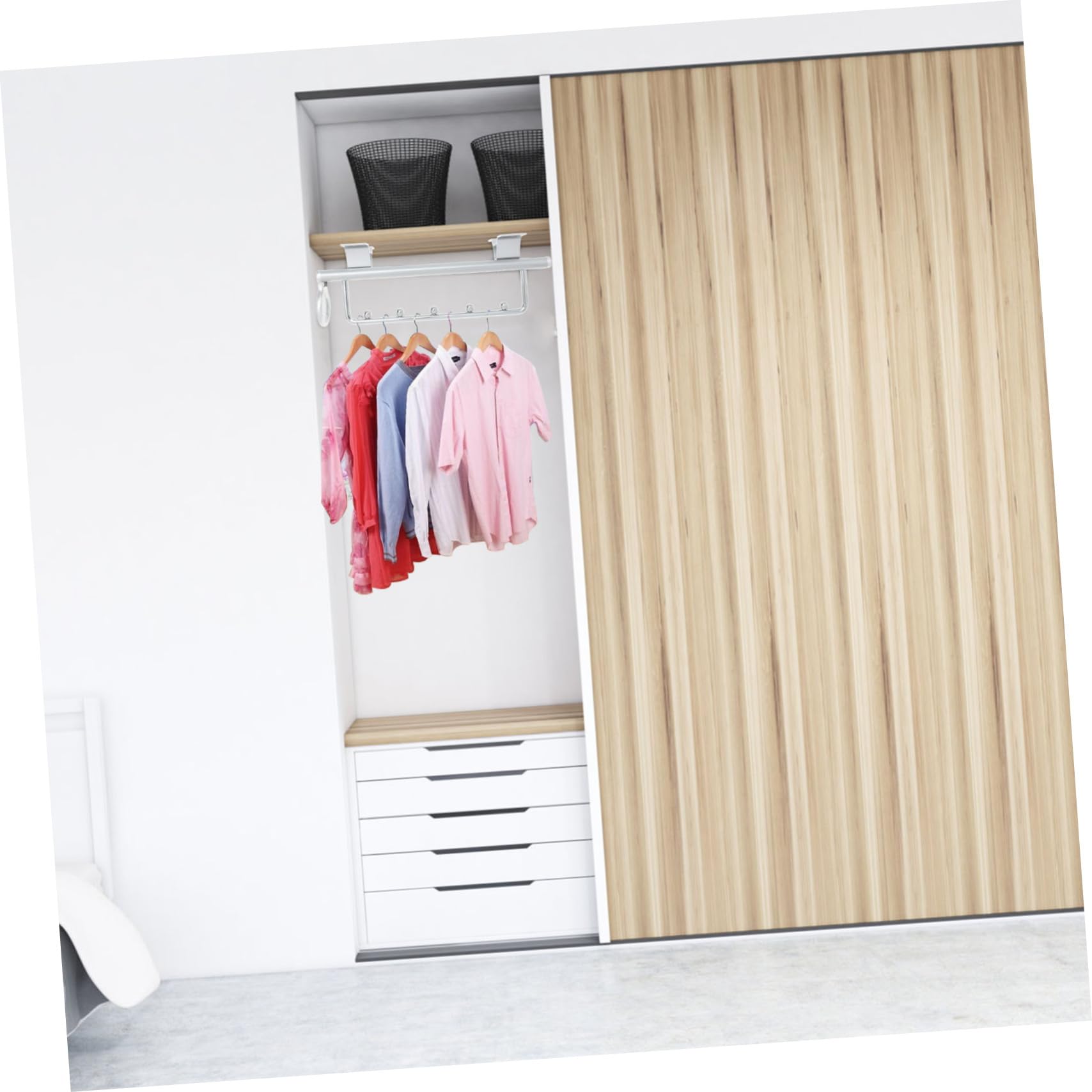 KOMBIUDA Telescopic Hanger Heavy Duty Hangers for Clothes Wardrobe Clothes Rack Retractable Clothes Rack Retractable Closet Rod Clothes Rack Heavy Duty Coat Hangers Silver Aluminum Alloy