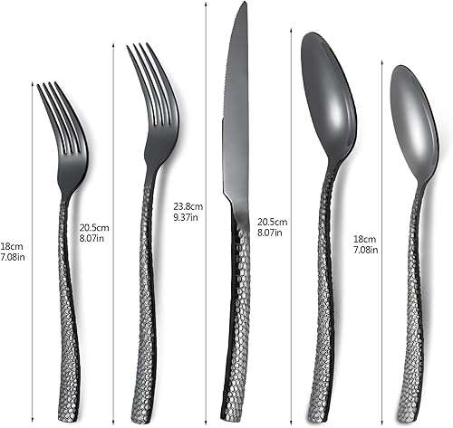 Miniatura 2 de Juego de cubiertos modernos de 20 piezas de acero inoxidable con acabado de espejo para 4, juego de cubiertos de vajilla que incluye cuchara y