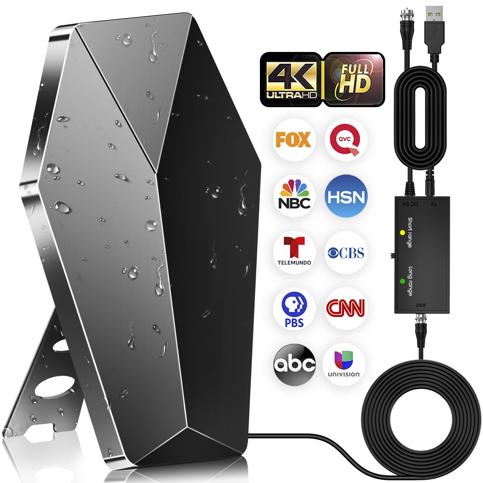 2026 Upgraded Strongest Digital TV Antenna, 3200+ Miles Range TV Antenna for Smart TVs, Indoor/Outdoor HDTV Antenna for Local Channels with Amplified
