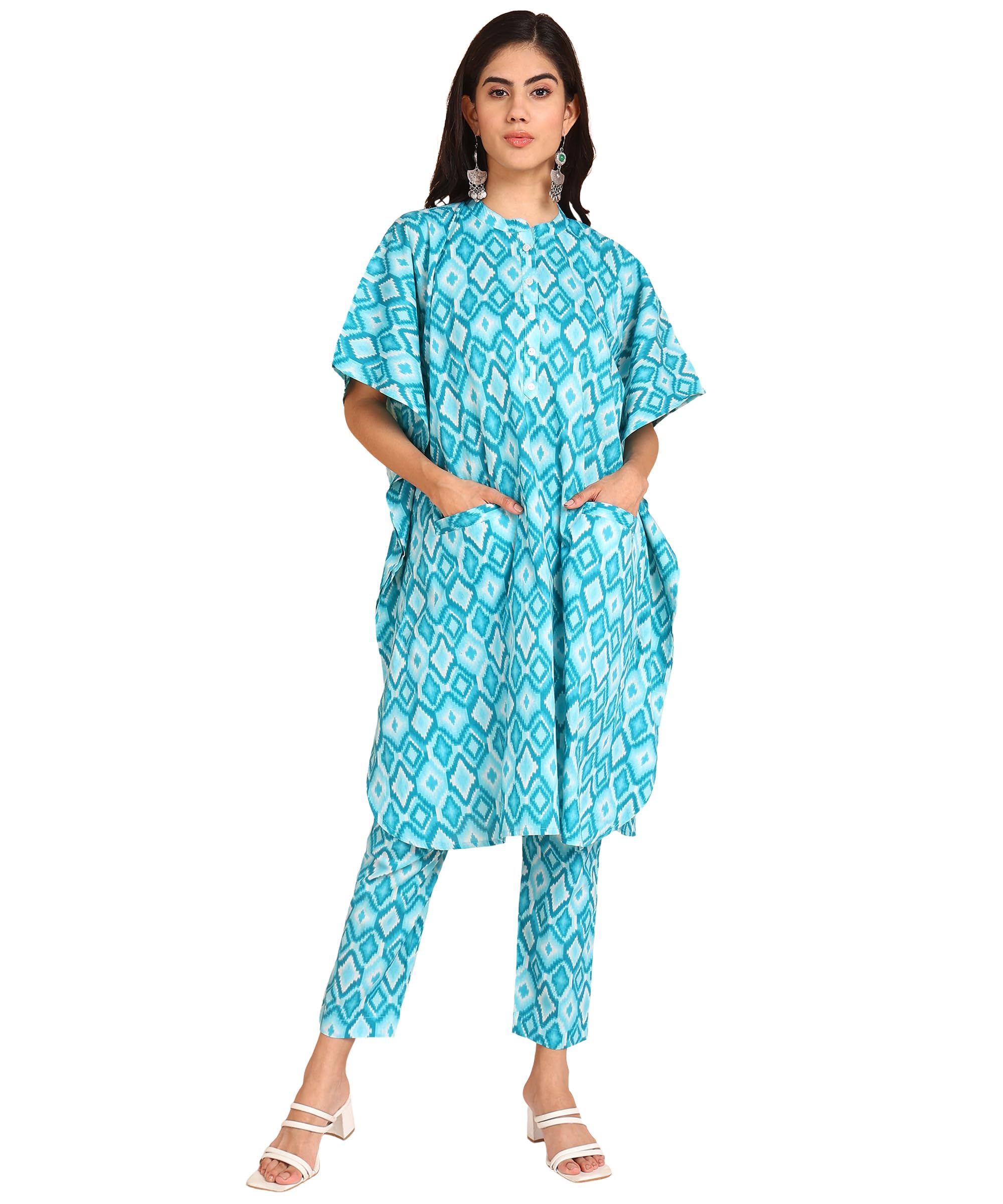 Coords Set in Pure Cotton Kaftan Style Hand Block Print Co Ord Set for Women