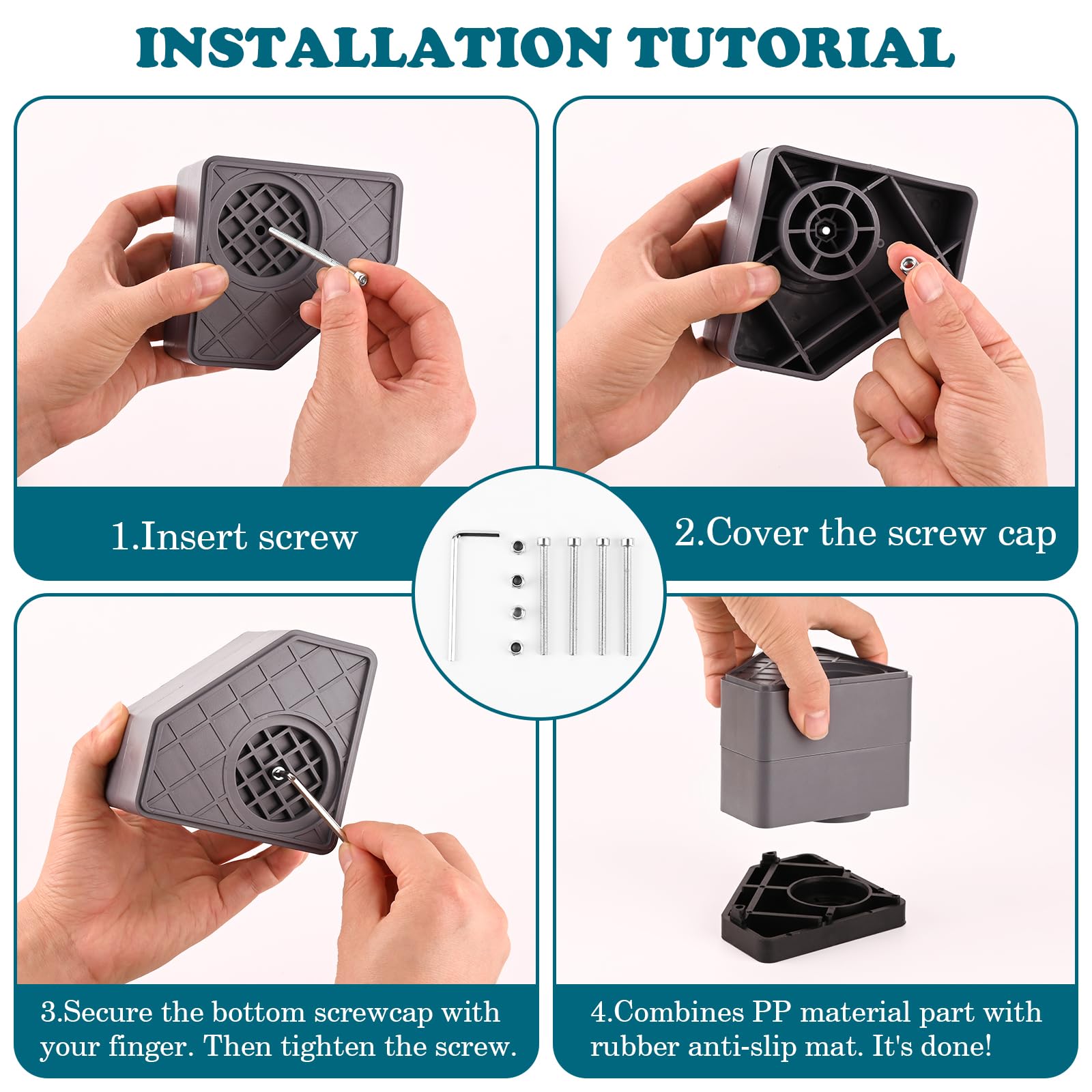 Amazon.com: Anti Vibration Pads for Washing Machine - Double Heighten Washer  and Dryer Pedestals High Hard Wearing Square Rubber Foot Pads, Noise  Cancelling and Shock Support Protects Pedestals : Appliances