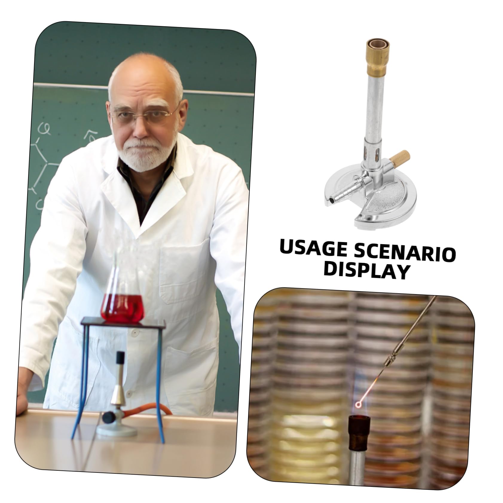 Alipis Becco Bunsen a Gas Propano Naturale, Bruciatore in Lega Di Zinco Con Regolazione Sicura Del Flusso e Stabilizzatore Di Fiamma, Dispositivo Antiribaltamento Per Uso Laboratorio e Riscaldamento