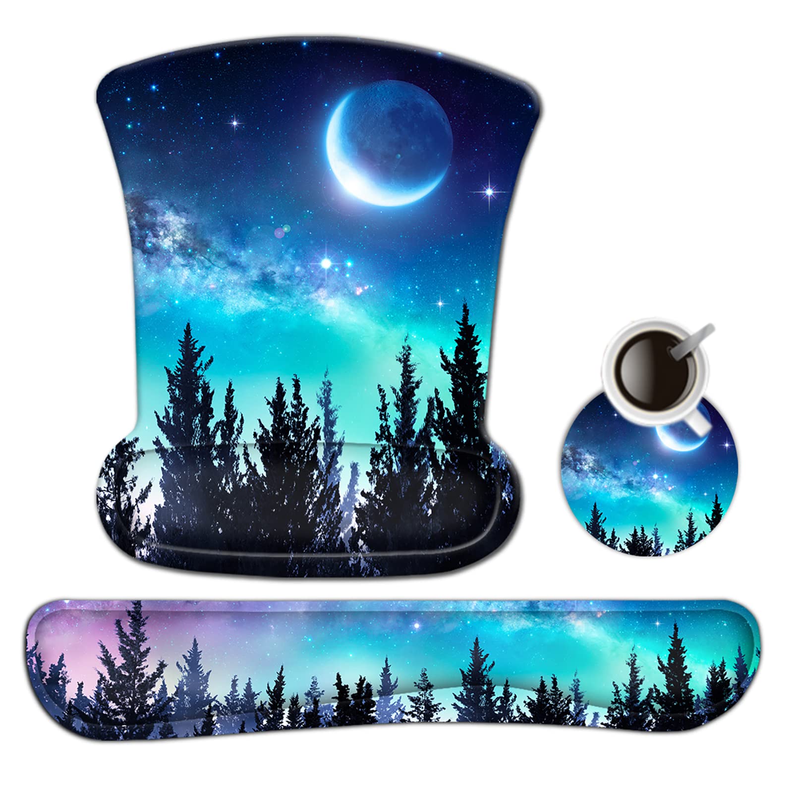 AIMSA Ergonomic Keyboard Wrist Rest and Mouse Pad with Wrist Support Set, Memory Foam Non-Slip Rubber Base, for Gaming, Working, Home, Office, Easy