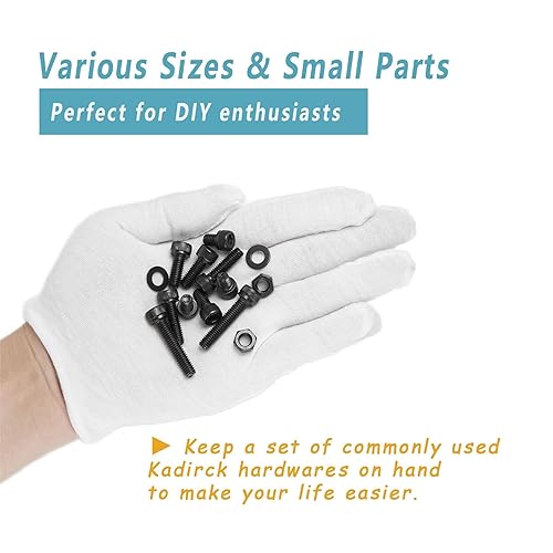 Miniatura 100 de Kadrick - Kit surtido de 2000 tornillos/pernos métricos M2, M3, M4, M5, con tuercas, arandelas planas y de seguridad, cabeza de botón hexagonal