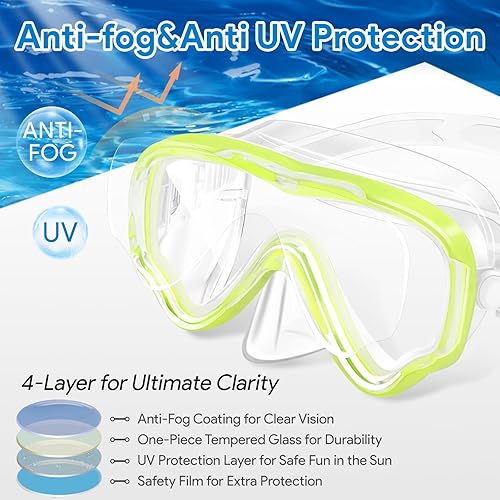 Miniatura 4 de Vvinca Kids Goggles Snorkel Mask Diving Mask Swimming Goggles with Nose Cover and Straps Cover for Kids and Youth Age 6-14