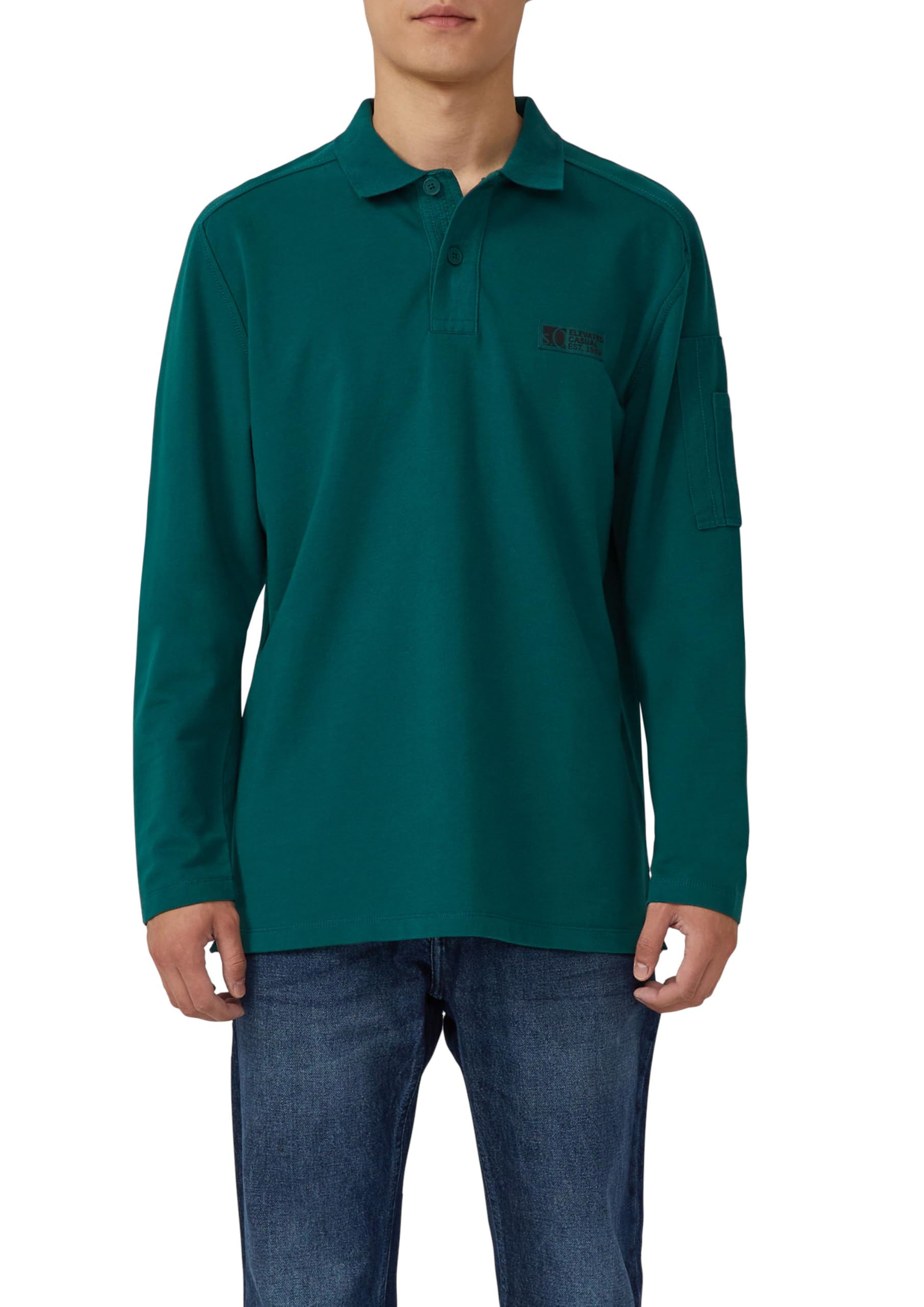 s.Oliver Herren Poloshirt im Fabricmix aus Leichter Sweatware Poloshirt Langarm