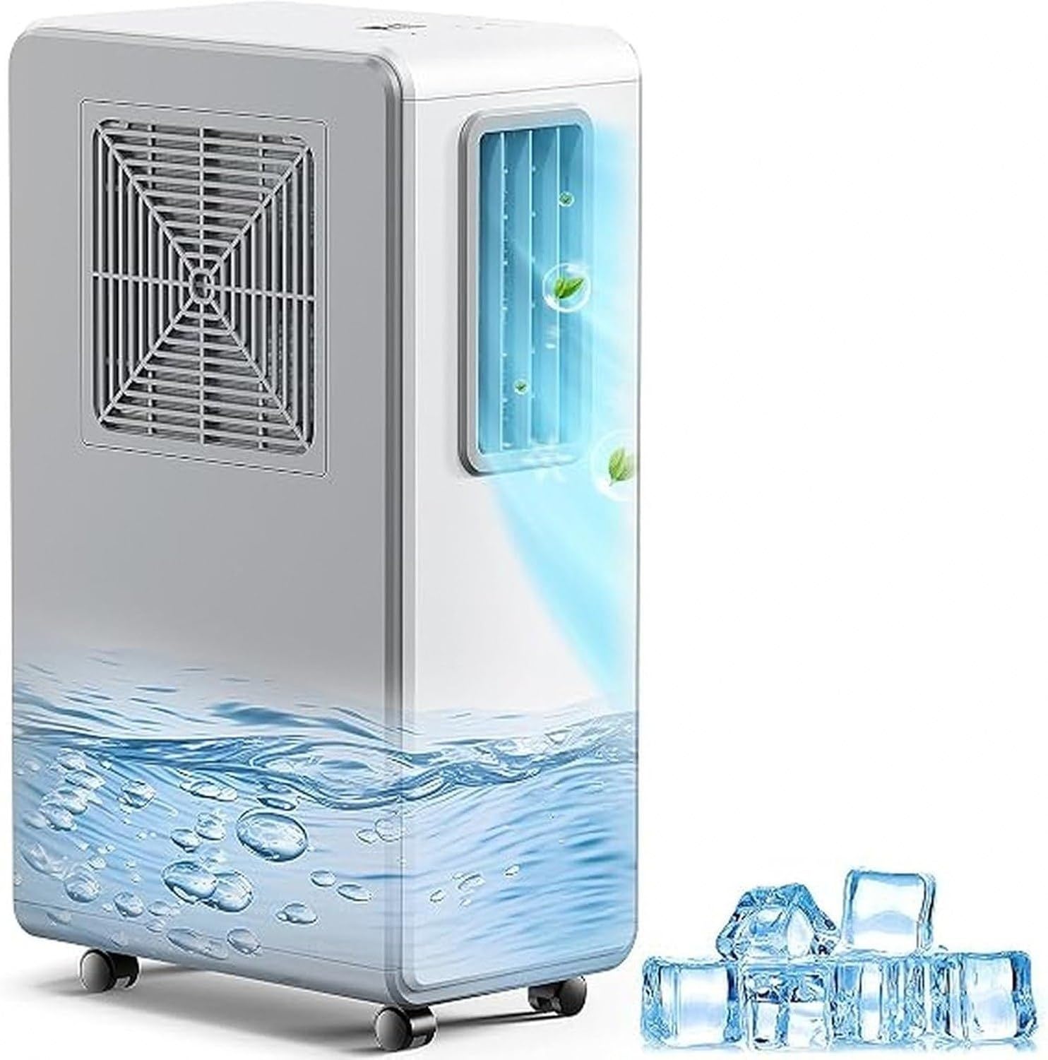 Aire Acondicionado Portátil 4 en 1 con Deshumidificador, Ventilador y Temporizador 24h, Enfriamiento Silencioso para Dormitorio Oficina Cocina, Blanco Puro