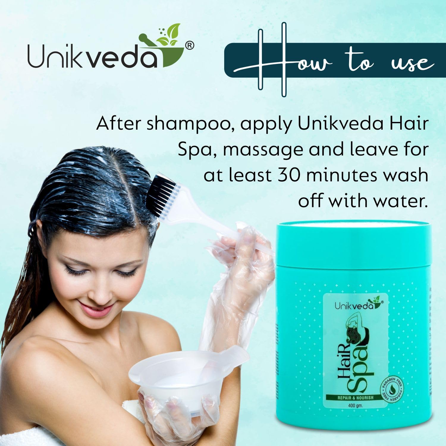 UNIKVEDA Repair and Nourish Hair Spa for Removing Dandruff, Repairing Damage Hair, Relieves Stress 200gm 3