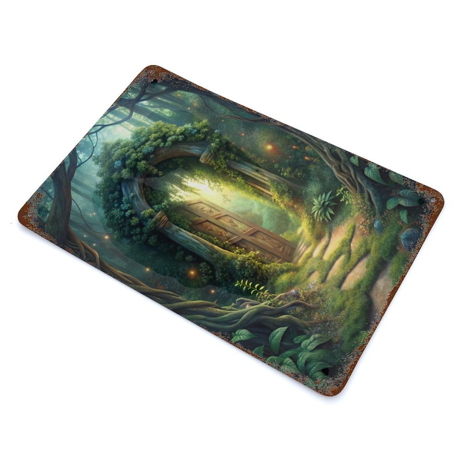 Enchanted Forest Gate 11.8"x7.9" Retro Metal Sign, Industrial Home Decor for Basement, Hobby Room And Garage Decor
