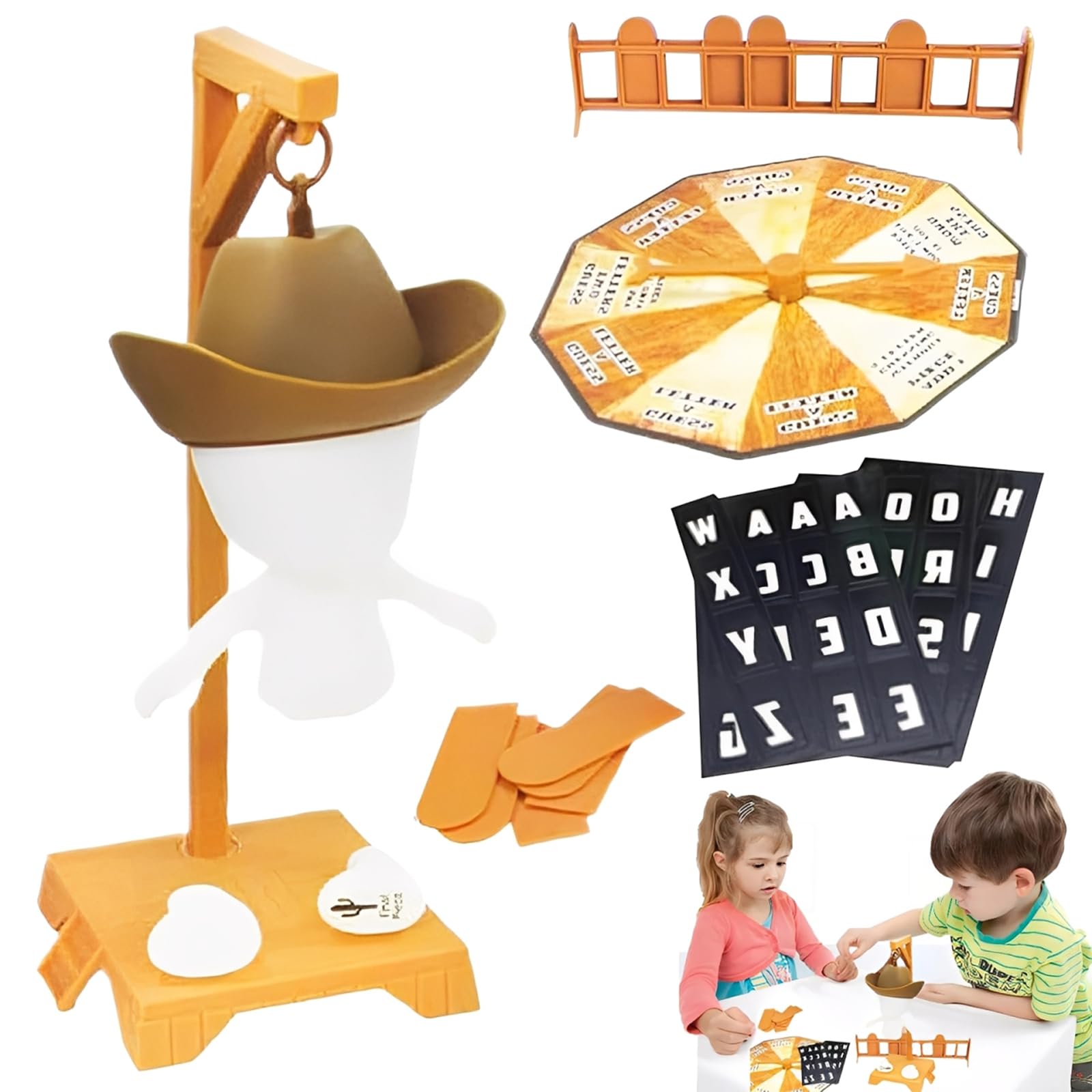 1 Set For-Hangman, For Hangman Game, Magnetic Game, 2025 New Fun Hangman Board Game Magentic Cowboy, Glow In The Dark Travel Game Guess The Word Before Hank Falls (Yellow)