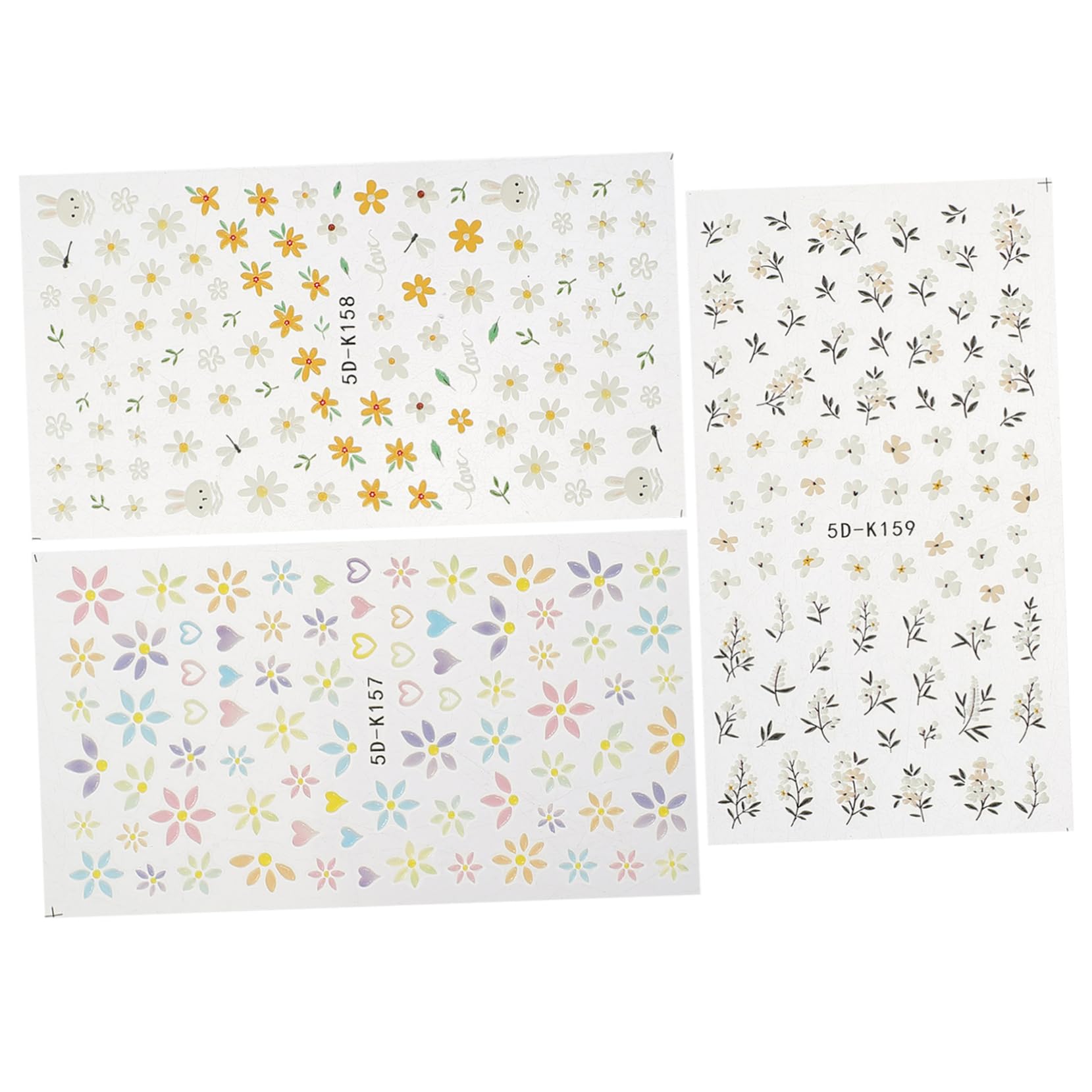 PACKOVE 12pezzi Nail Art Stickers Con Motivi Floreali Adesivi Decorativi Per Unghie Rilievo Perfetti Per Manicure e Occasioni Speciali