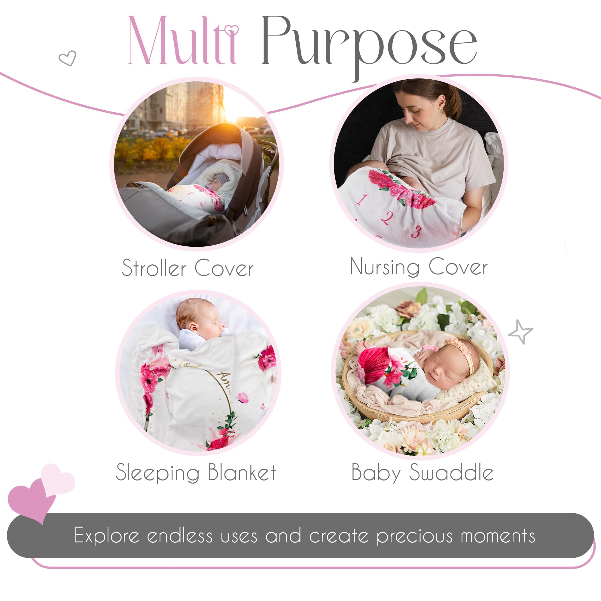 Manta mensual para bebé, manta de hito mensual para niña, manta de bebé recién nacida, manta de bebé con meses para niña, manta de hito para bebé, juego de regalo para niña, mantas de hito