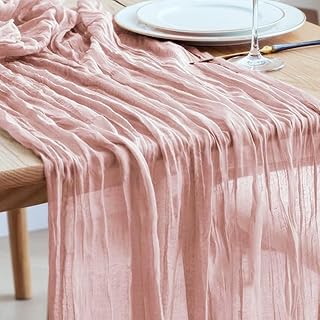 Camino de mesa de gasa de 10 pies, estilo bohemio, rústico, color rosa polvoriento, para decoración de despedida de soltera, decoración de fiesta de té, suministros de fiesta de verano y Pascua