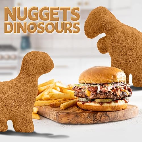 Miniatura 6 de Almohada grande de pepita de dinosaurio de 20 pulgadas, almohada de delicioso abrazo de pepita de pollo, almohada de sofá de pepita de dinosaurio