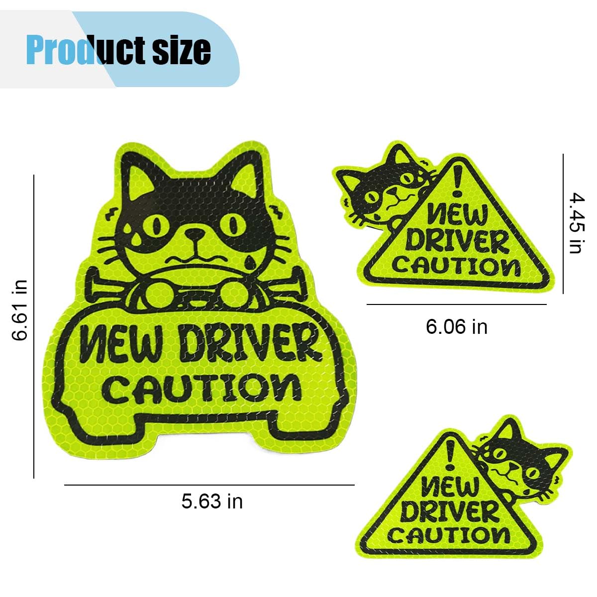 3PCS Reflective Student Driver Car Magnets Please Be Patient Keep Distance Warning Sign Cute Cartoon New Driver Decal — view 2