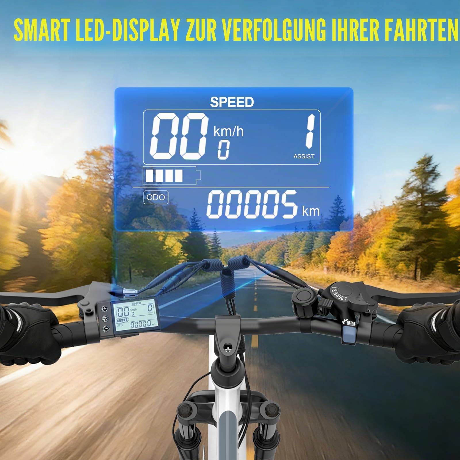 TIGUOWISH E-Bike 26 Zoll mit 100-120KM Reichweite, 250W E-Bike Damen Herren, 36V20AH Akku & 7 Gang, Elektrofahrrad mit LED-Display, Federung & 120KG Belastung für Stadt