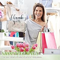 Vista 5 de Crtiin 100 piezas de bolsas de mercancía transparentes con texto "Thank You" y asas troqueladas, bolsas de plástico para camisetas, embalaje