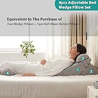 Vista 7 de Bedluxe Juego de 4 almohadas de cuña ajustables de espuma viscoelástica poscirugía para espalda, cuello, alivio del dolor de piernas, cuña de Gris