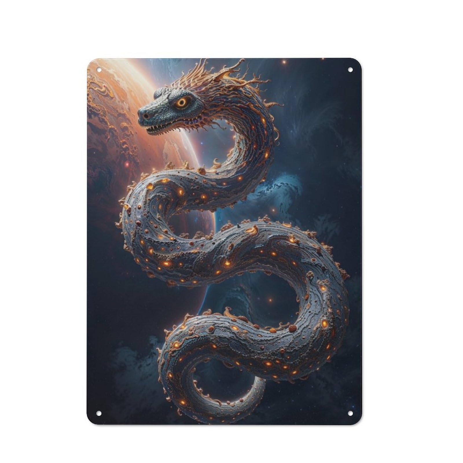 Junmoney Cosmic Serpent Metal Plaque 40X30cm With For Garage Wall, Retro Decor, For Garage Decor Collectors Refreshing A Room In Autumn