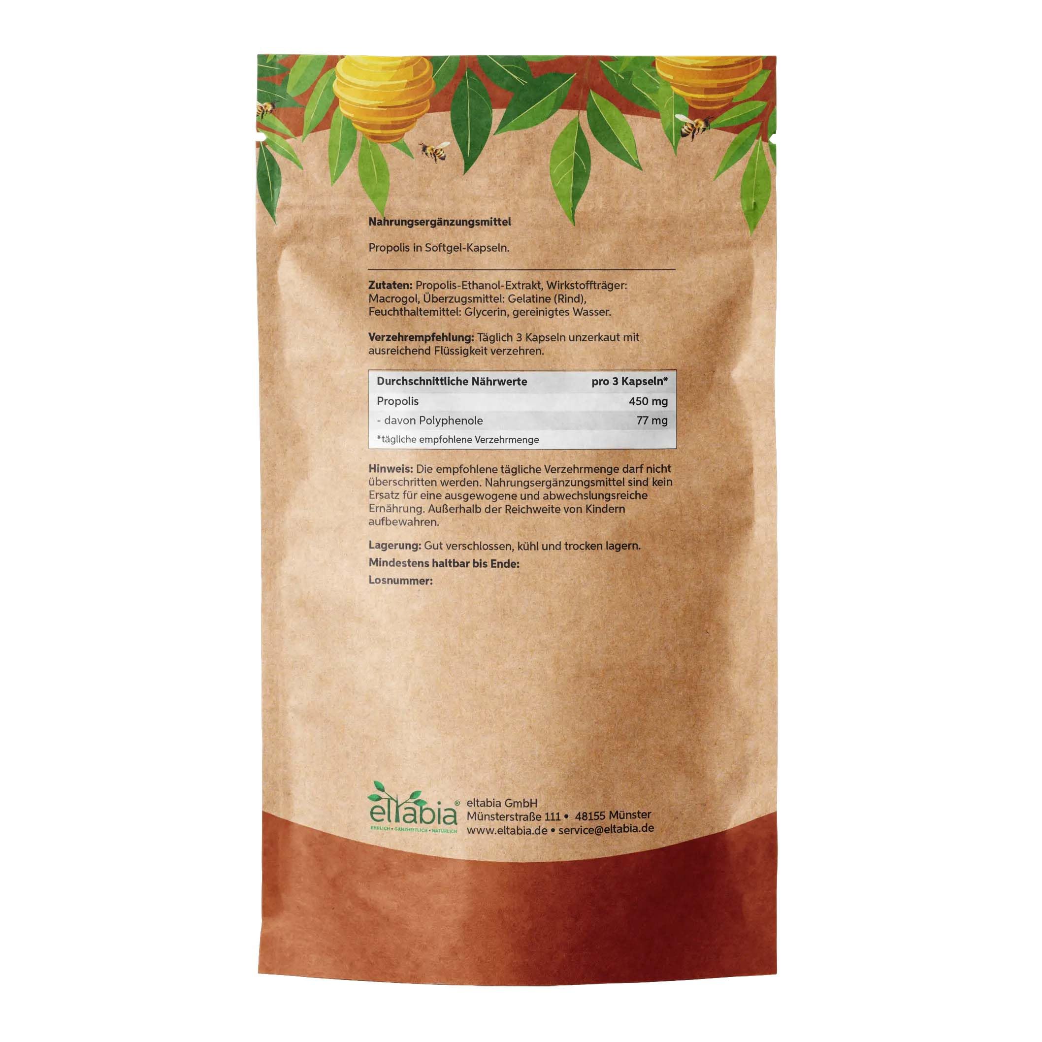 Propolis Kapseln 500 Stück | Hochdosiert 450mg Tagesdosis | Natürliches Bienenharz Softgel