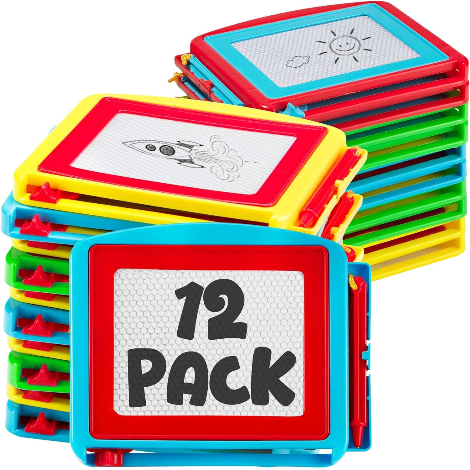 Pack De 2 Tableros De Dibujo Magnéticos De Bolas De Acero – Juego De Escritura Y Garabatos Para Niños – Portátil 21.5×17.5 Cm Con Lápiz Amarillo – Ideal Para Viajes Y Aprendizaje