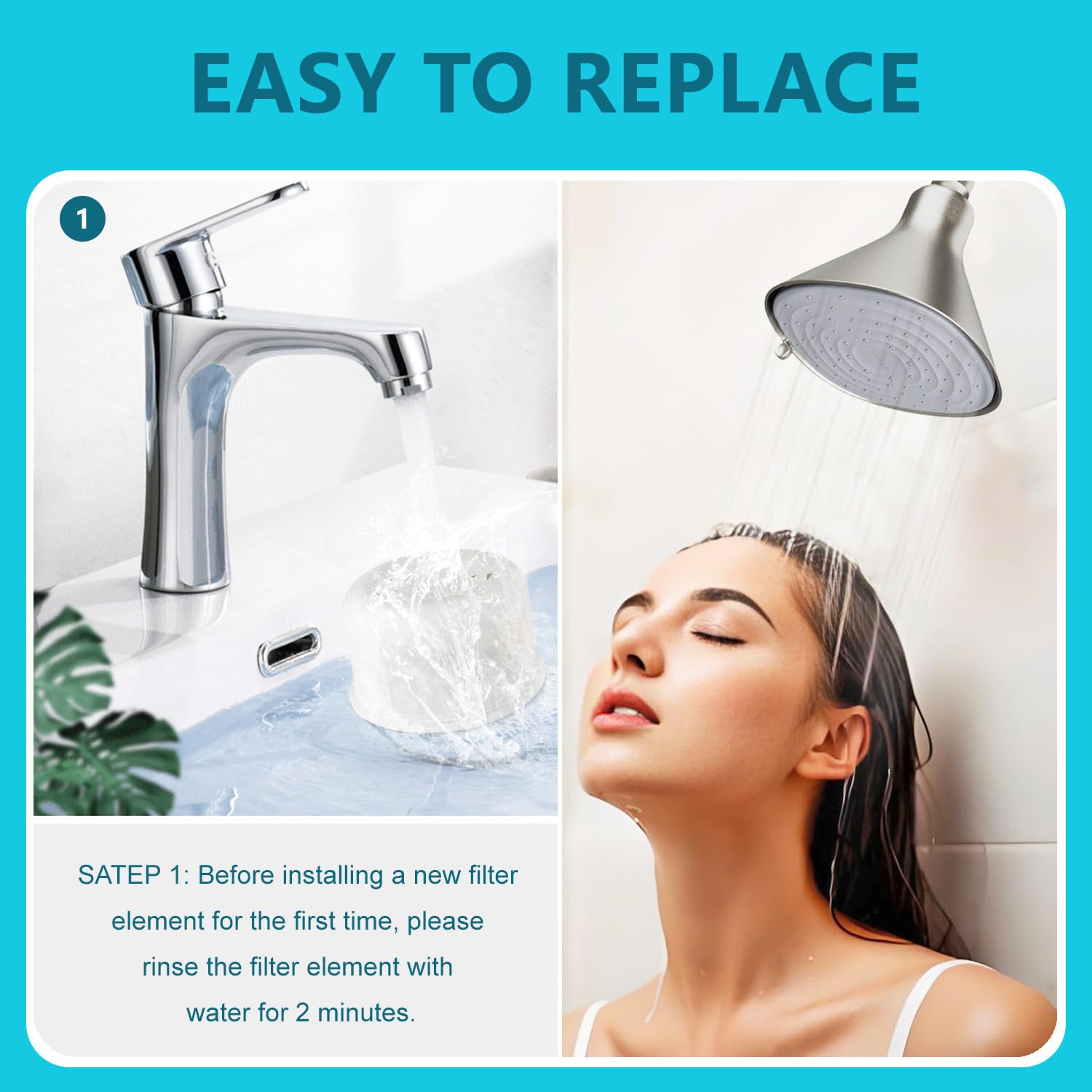 KUETERYUN Shower Filter Replacement Compatible with CANOPY Filtered Shower Head And Handheld Shower Head,for Hard Water - Filters Chlorine 2- Pack