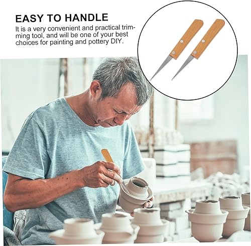 Miniatura 3 de EXCEART Cuchillo de parche de grabado, herramientas de cerámica, herramientas japonesas, cuchillo de pintura de arcilla de cerámica, cortador de