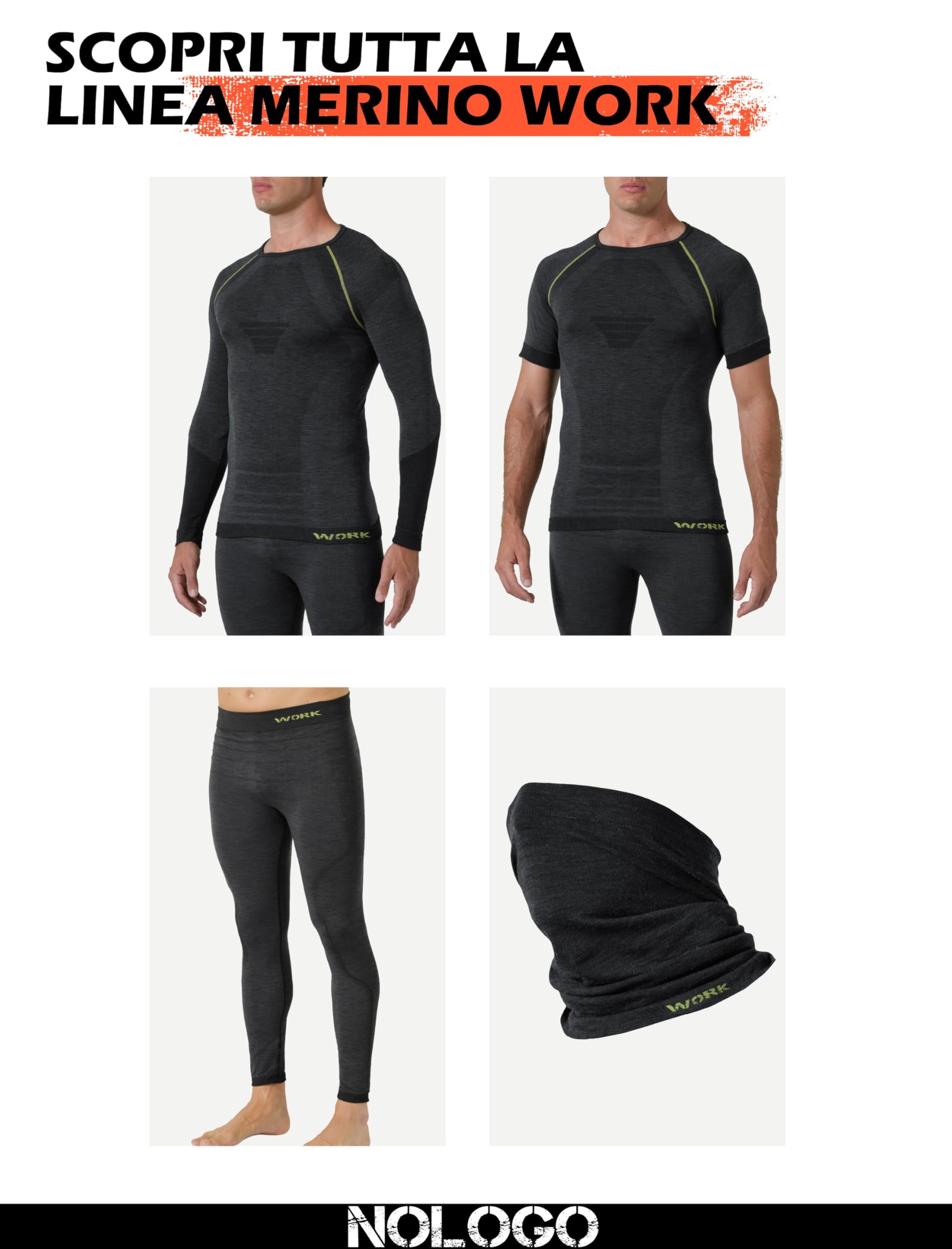Maglia Termica Uomo Manica Lunga Lana Merino - Intimo Termico Uomo Invernale da Lavoro, Lupetto Elasticizzato, Senza Cuciture, Traspirante e Termoregolante - Made in Italy